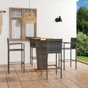 vidaXL 5 pcs conjunto de bar para jardim cinzento
