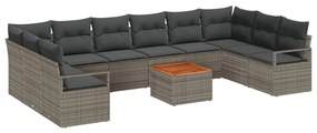 Conjunto de Sofá de Jardim 11 pcs Cinzeto Grande