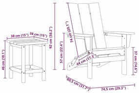 Conjunto de Lounge para Jardim vidaXL 3 Peças Azul-marinho HDPE