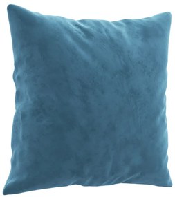 Sofá 2 lugares c/ almofadas decorativas 120 cm veludo azul