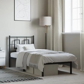 Estrutura de cama metal s/ colchão c/ cabeceira 75x190 cm preto