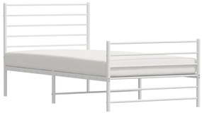 Estrutura de cama com cabeceira e pés 107x203 cm metal branco