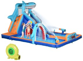 Castelo Insuflável Infantil 6 em 1 com Escorrega Piscina Parede de Escalada Canhão de Água 440x350x240 cm Multicolor