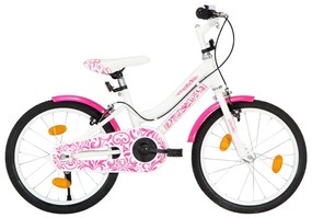 vidaXL Bicicleta de criança roda 18" rosa e branco