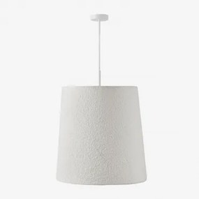 Candeeiro De Teto Suspenso Em Tecido Bouclé Delmore Branco & White Ø50 Cm - ?50 Cm Delmore - Sklum