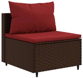 11 pcs conjunto lounge jardim c/ almofadões vime PE castanho