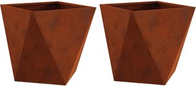 vidaXL Floreira 2 pcs Ferro Enferrujado 40 x 40 x 40 cm