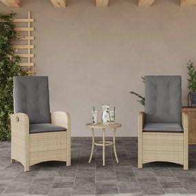vidaXL Cadeiras jardim reclináveis 2 pcs c/ almofadões bege misturado