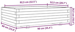 Vaso/floreira de jardim 90x60x26,5 cm pinho maciço castanho-mel