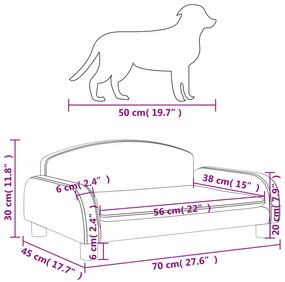 Cama para cães 70x45x30 cm tecido cinzento-acastanhado