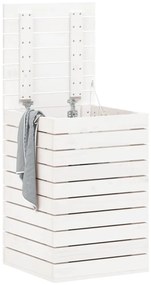 Cesto de roupa suja 44x44x66 cm madeira de pinho maciça branco