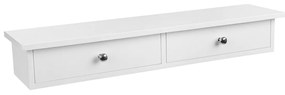 Prateleira de parede flutuante com 2 gavetas e acabamento de alto brilho. | SONGMICS | 65 x 15 x 10 cm | branco | LWS65WT.
