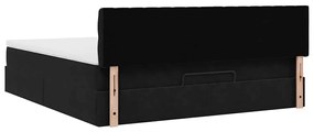 Estrutura de cama otomana com colchão 180x200 cm veludo preto