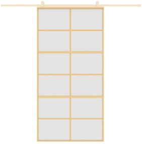 Porta deslizante 102,5x205 cm vidro ESG fosco/alumínio dourado