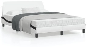 vidaXL Estrutura cama c/ cabeceira 120x200 couro artif. branco/preto