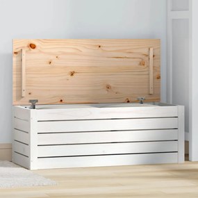 Caixa de arrumação 89x36,5x33 madeira de pinho maciça branco