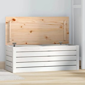 vidaXL Caixa de arrumação 89x36,5x33 madeira de pinho maciça branco