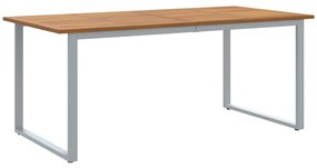 Mesa de Jantar Externa vidaXL Cinza 180x90x75 cm Aço e Madeira Sólida
