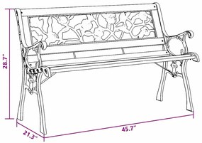 Banco de Jardim vidaXL com Encosto em Padrão de Rosas 116 cm Madeira