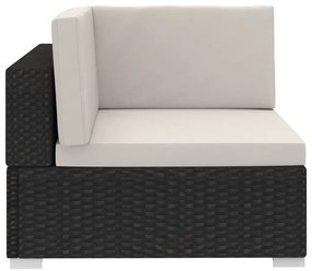 3 pcs conjunto sofás de jardim c/ almofadões vime PE preto