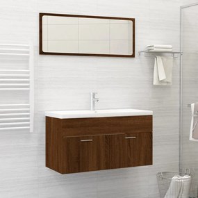 vidaXL 2 pcs conj. móveis WC derivados madeira cor carvalho castanho