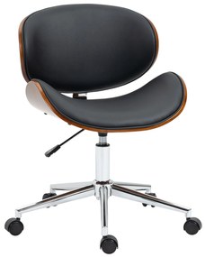 Vinsetto Cadeira de Escritório estilo Vintage Altura Ajustável Giratória 360° Madeira Álamo Revestimento Sintético 53x53x77-87 cm | Aosom Portugal