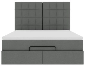 Estrutura cama otomana colchão 140x200cm tecido cinzento escuro