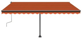 Toldo retrátil manual com LED 400x300 cm laranja e castanho