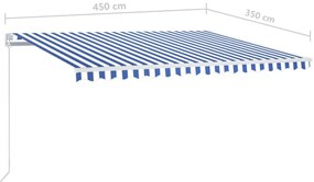 Toldo retrátil manual 450x350 cm azul e branco