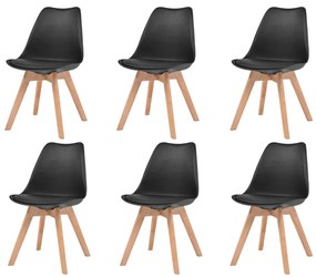 Cadeiras de jantar 6 pcs plástico preto