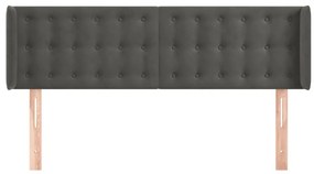 Cabeceira de cama c/ abas veludo 147x16x78/88cm cinzento-escuro