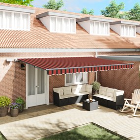 vidaXL Toldo Retrátil Manual com LED Laranja e Marrom 500x350 cm