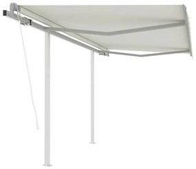 Toldo retrátil automático com postes 3x2,5 m cor creme