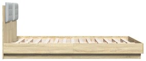 Estrutura cama c/ cabeceira/luzes LED 140x200cm carvalho sonoma