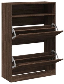 Sapateira 2 gavetas articuladas 80x34x116cm carvalho castanho
