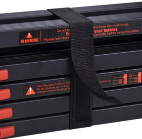 HOMCOM Escada telescópica multifuncional de alumínio de 3,8M 2 formas Estrutura de escalada portátil interna Externa Doméstica, preta