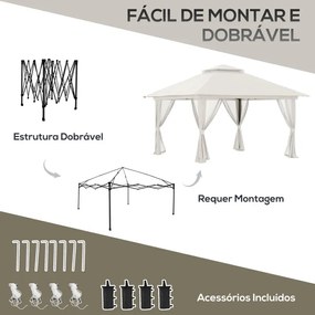 Tenda / Pérgola Dobrável Pop-UP 4x4 com Altura Ajustável, Proteção UV5