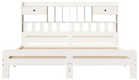 Cama com estante sem colchão 180x200 cm pinho maciço branco
