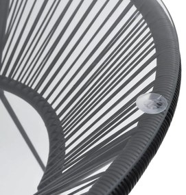 Mesa de jantar para jardim Ø70x74 cm vime e vidro preto