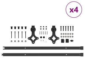 Kit de ferragens para porta deslizante 213,5 cm aço preto