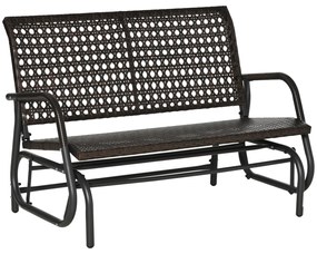 Outsunny Banco Baloiço Vime 2 Lugares Jardim Balanço Ergonómico Carga 220kg 70x120x84cm Marrom Elegante