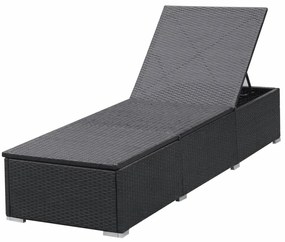 Espreguiçadeiras com almofadões 2 pcs vime PE preto