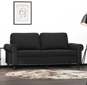 vidaXL Sofá de 2 lugares veludo 140 cm preto