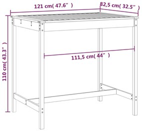 Mesa de jardim 121x82,5x110 cm madeira de douglas maciça