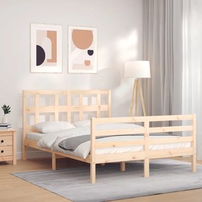 Estrutura de cama com cabeceira 120x200 cmmadeira maciça