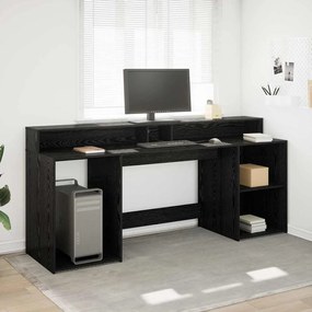 vidaXL Secretária Carvalho Preto 200x55x91 cm Madeira Engenheirada