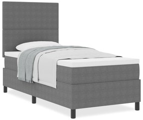 Cama Box Spring com Colchão Cinza Claro em Tecido de Corduroy para Sol