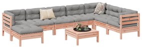 vidaXL 9 pcs conj. sofás jardim c/ almofadões madeira abeto-de-douglas
