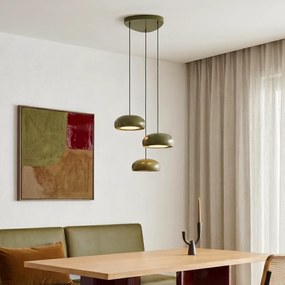 Candeeiro de Teto Pendente Retro Verde com Abajur de Metal 6 Luzes - Macaron