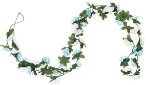 Grinaldas de flores de Natal 6 pcs 240 cm azul e branco